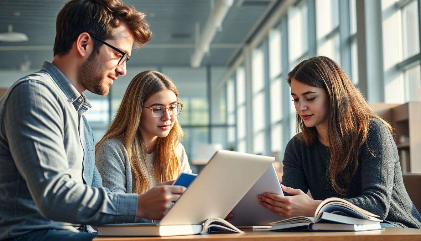Students collaborating in study space